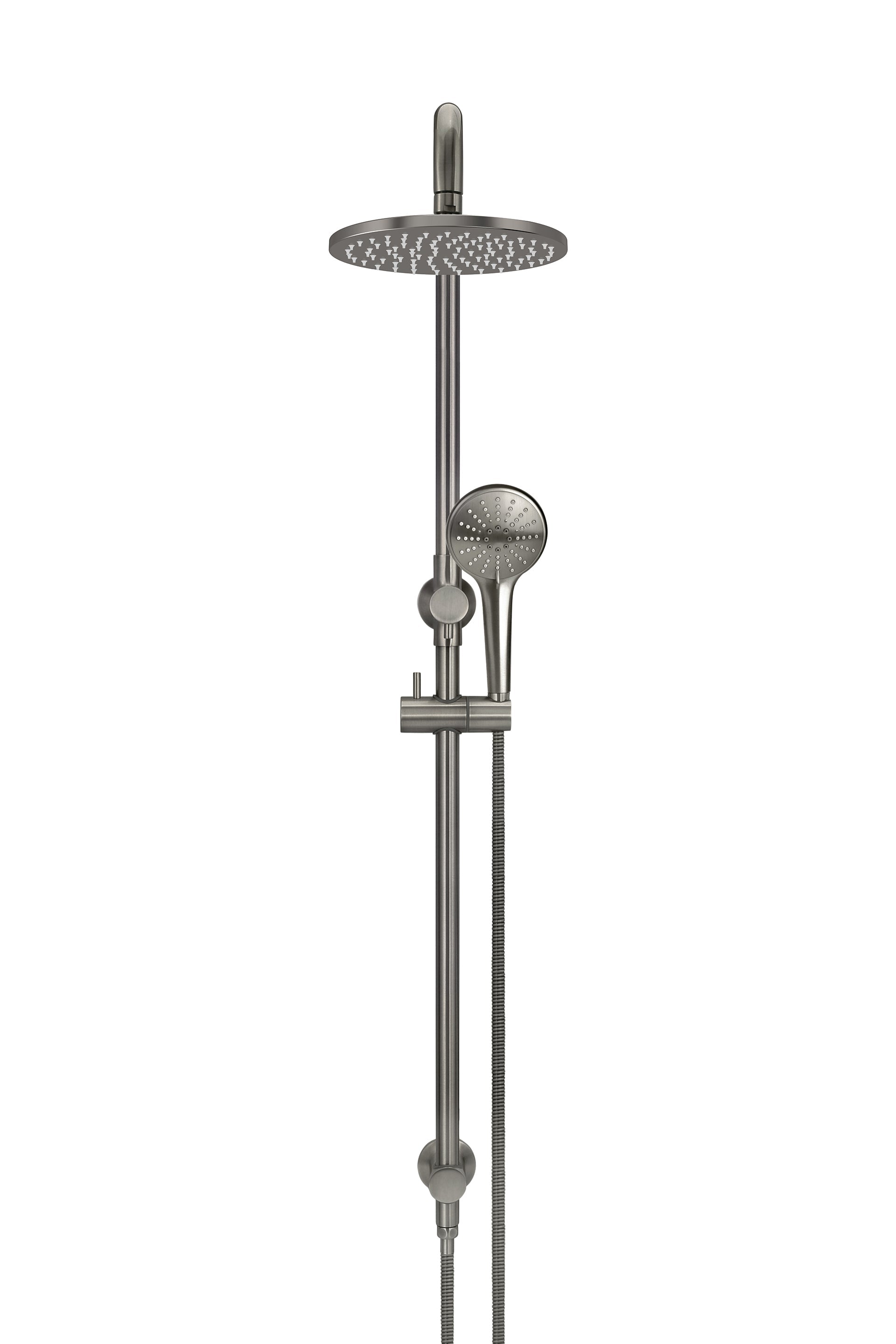 Meir Round Combination Shower Rail 200mm Rose, Three Function Hand Shower - Shadow Gunmetal — image 2