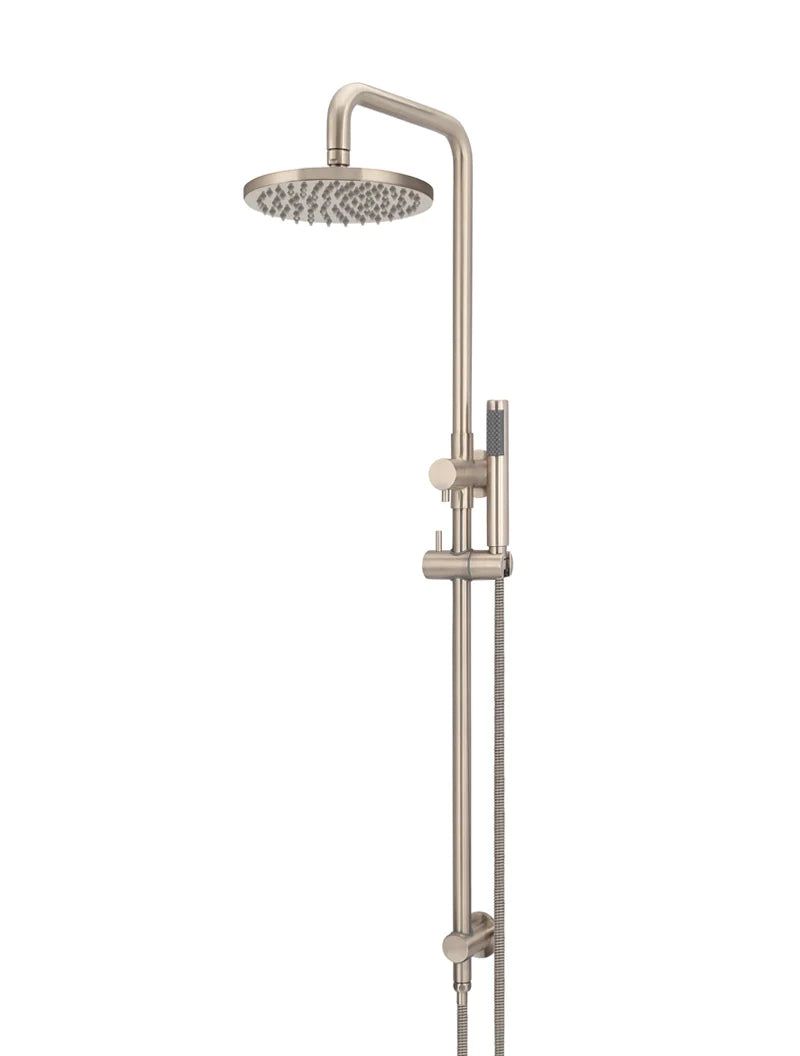 Meir 2 in 1 Twin Round Combination Shower Rail 200mm Rose & Hand Shower Champagne