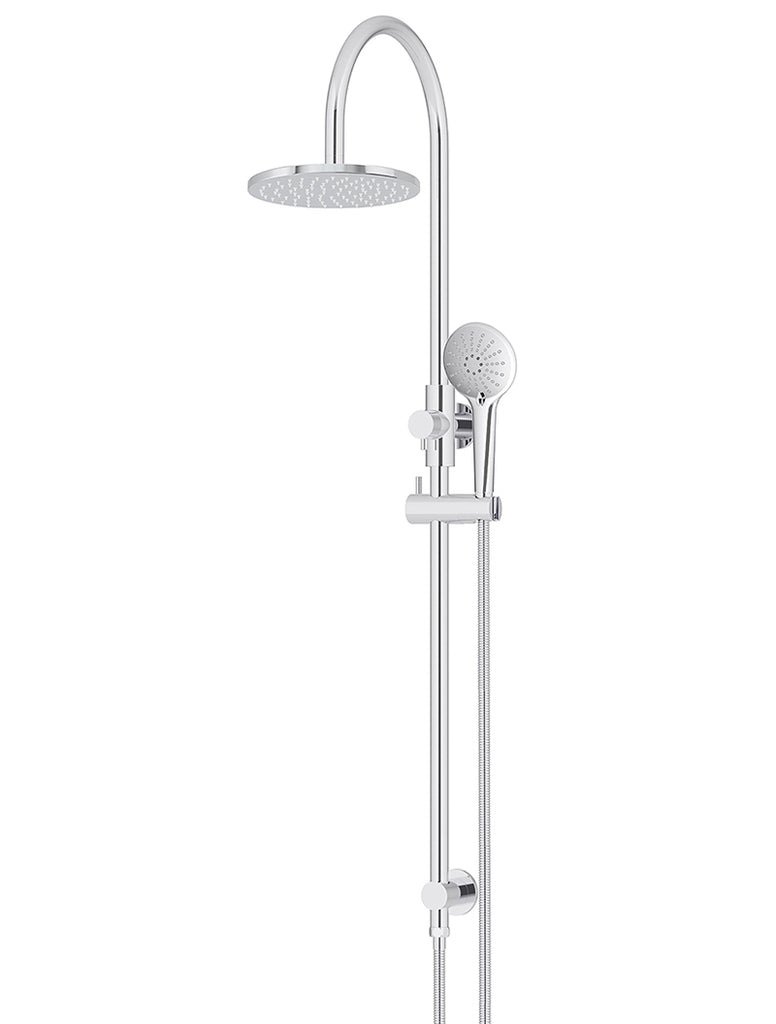 Meir Round Gooseneck Shower Set with 200mm Rose, Three-Function Hand Shower Polished Chrome