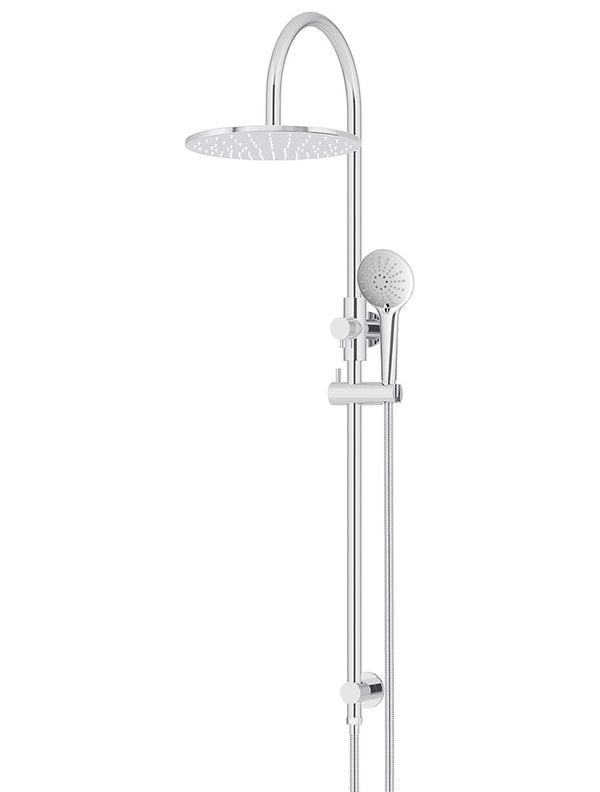 Meir Round Gooseneck Shower Set with 300mm Rose, Three-Function Hand Shower Polished Chrome