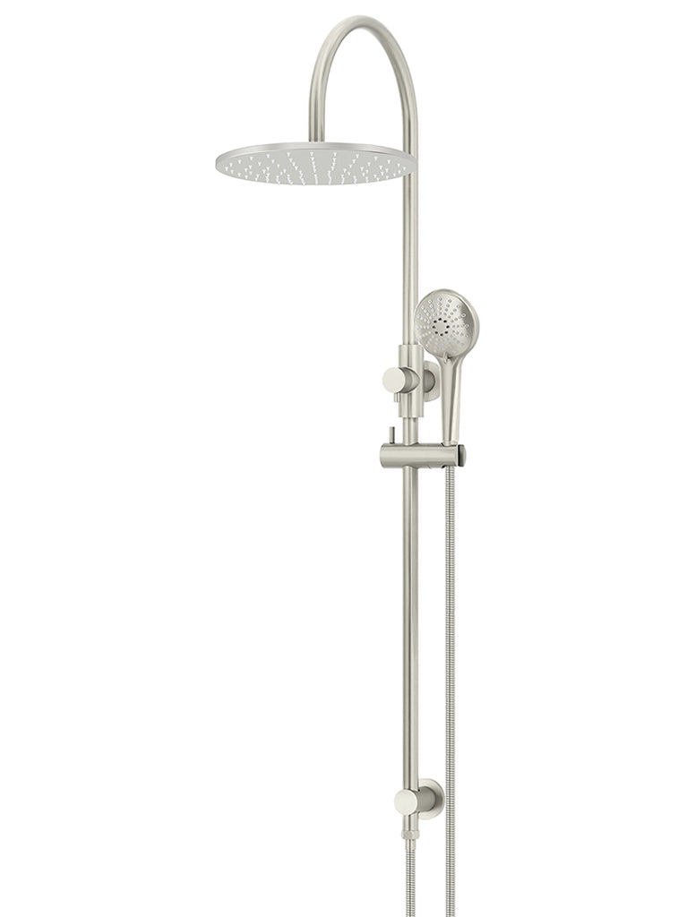 Meir Round Gooseneck Shower Set with 300mm Rose, Three-Function Hand Shower Brushed Nickel