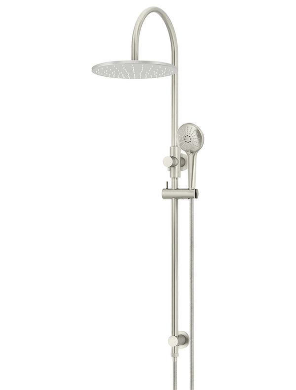 Meir Round Gooseneck Shower Set with 300mm Rose, Three-Function Hand Shower Brushed Nickel