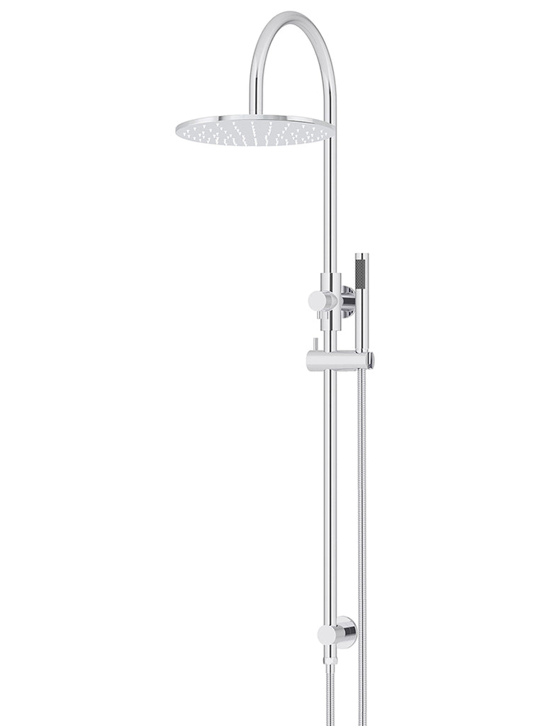 Meir Round Gooseneck Shower Set with 300mm Rose, Single-Function Hand Shower Polished Chrome