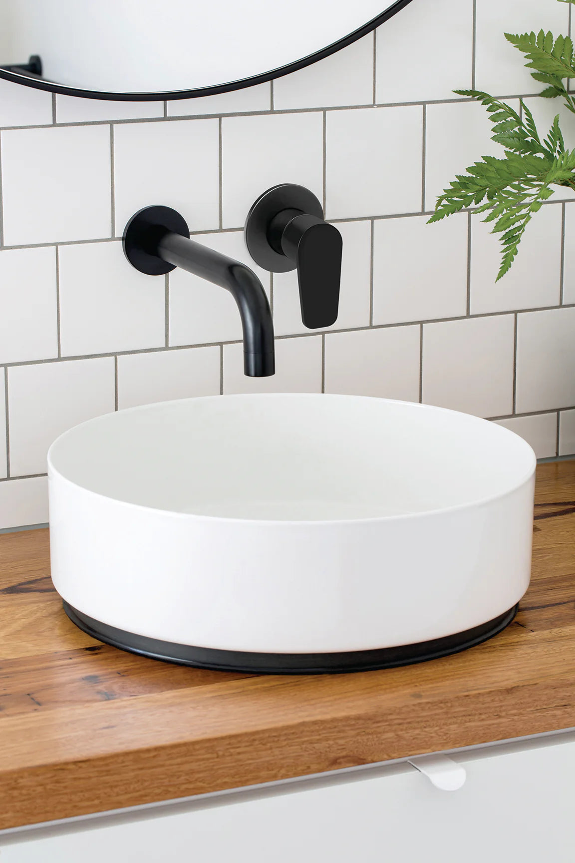 Meir Round Paddle Wall Mixer Matte Black