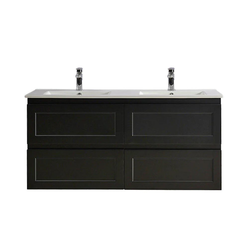 Matte Black Fremantle 1200 Four Drawers Wall Hung Vanity