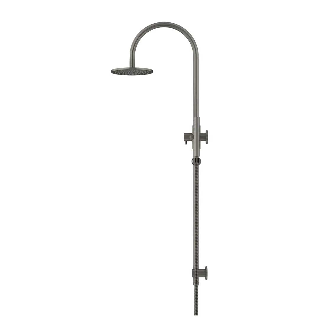 Meir Round Gooseneck Shower Set with 200mm Rose, Single-Function Hand Shower Shadow