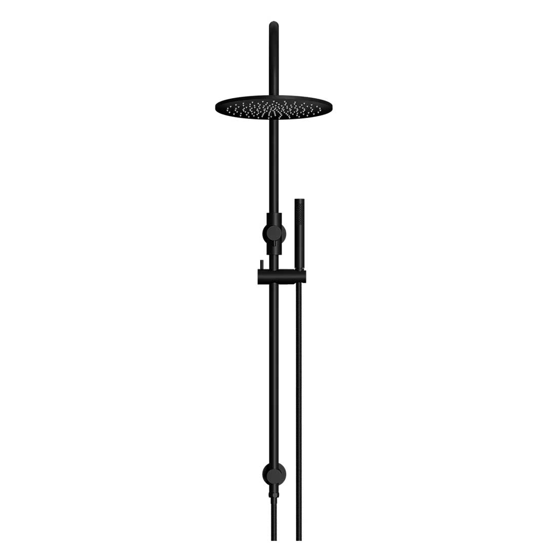 Meir Round Gooseneck Shower Set with 300mm Rose, Single-Function Hand Shower Matte Black