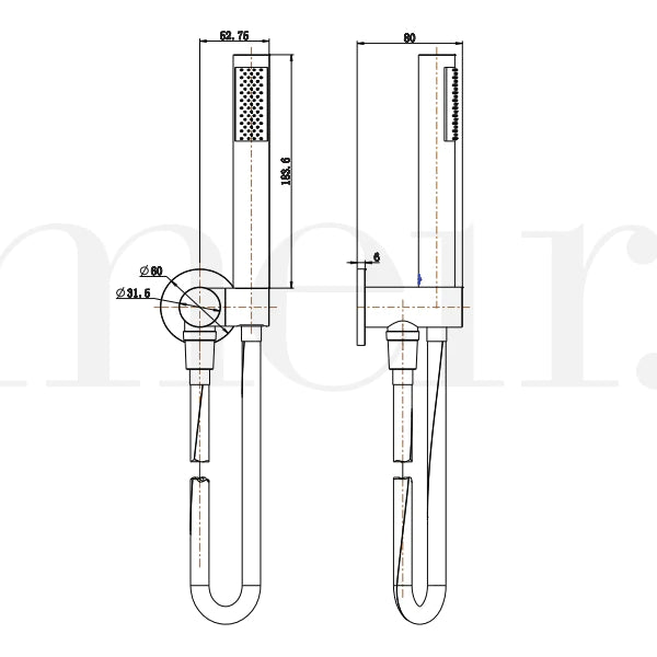 Meir Round Hand Shower on Swivel Bracket - Polished Chrome