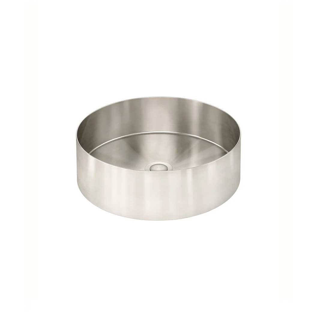 Meir Round Stainless Steel Bathroom Basin 380mm x 110mm PVD Brushed Nickel