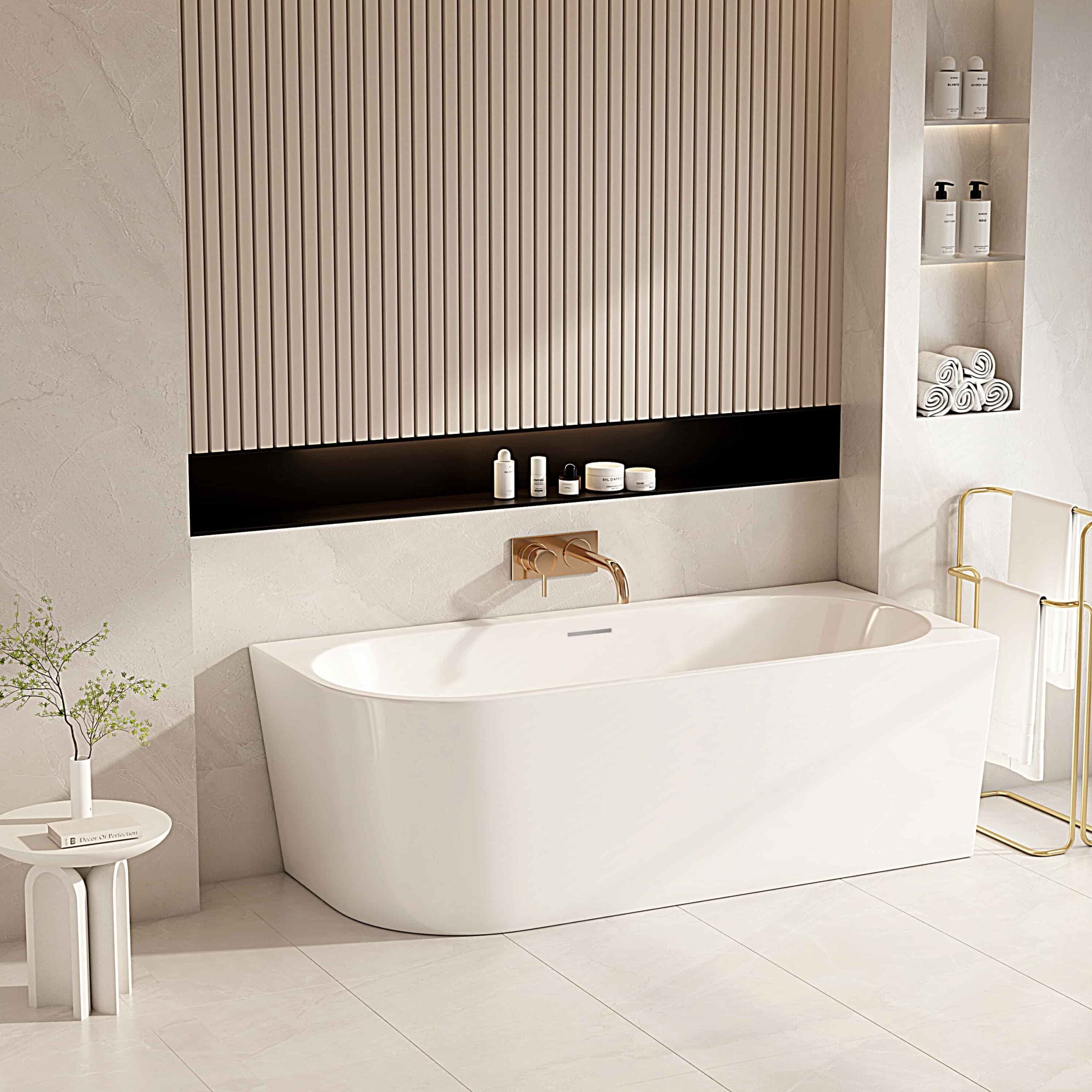 Ovia Nova 1500mm Right Hand Corner Bath Tub Gloss White