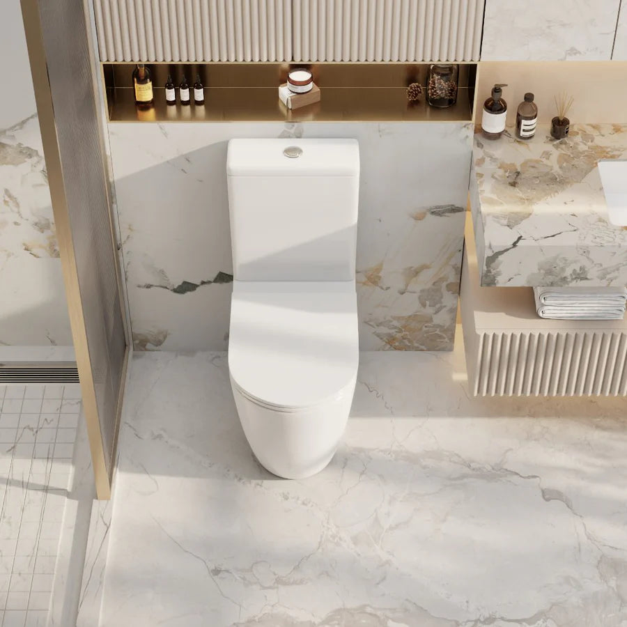 Mercio Bella Gloss White Rimless Back To Wall Toilet Suite