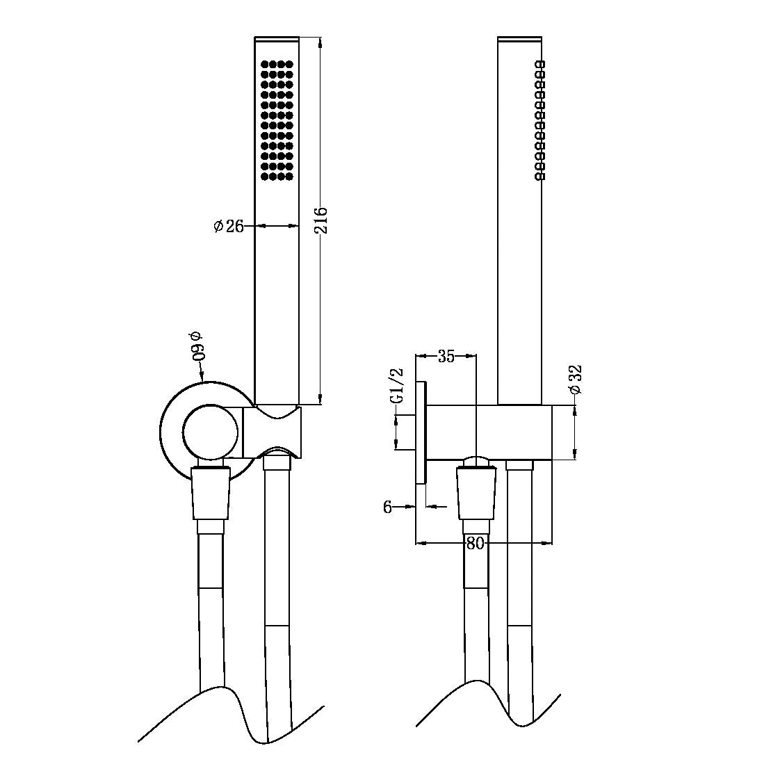 Nero Zen SS316L Shower on Bracket Graphite