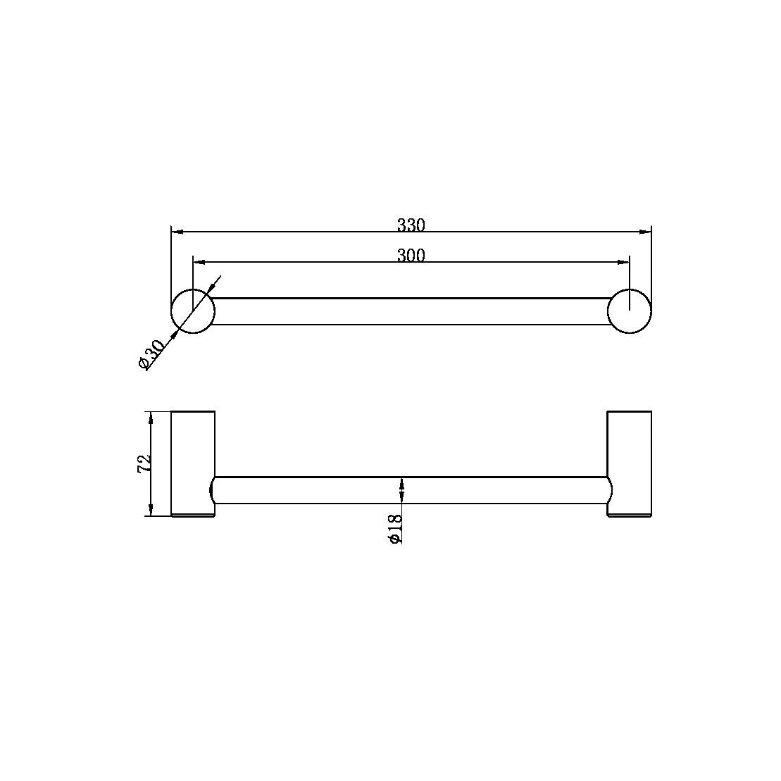 Nero Zen SS316L Hand Towel Rail Brushed Nickel