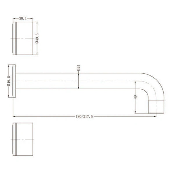 Nero Kara Wall Basin Set 217mm Spout Gunmetal Grey