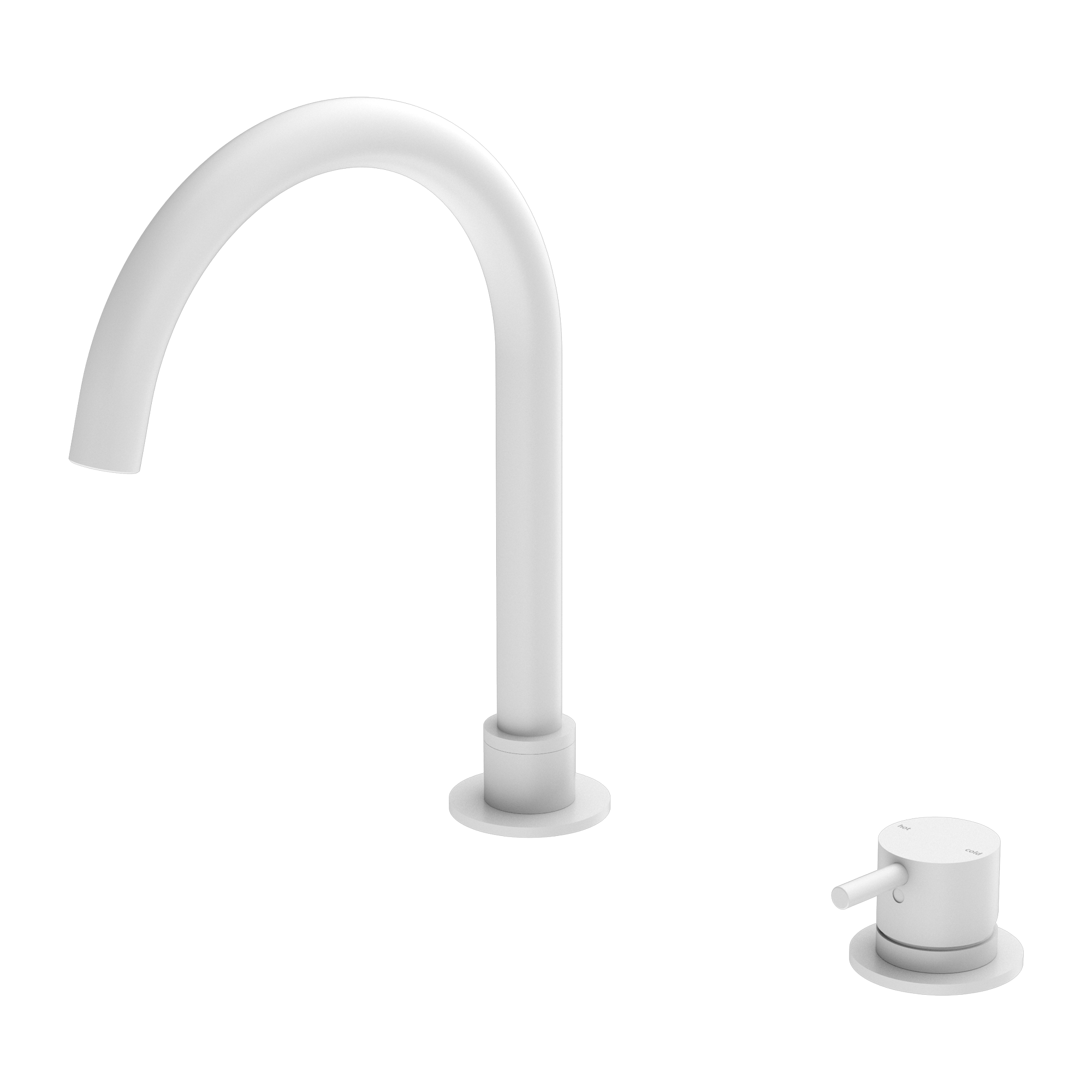 Nero Mecca Hob Basin Mixer Round Spout Matte White