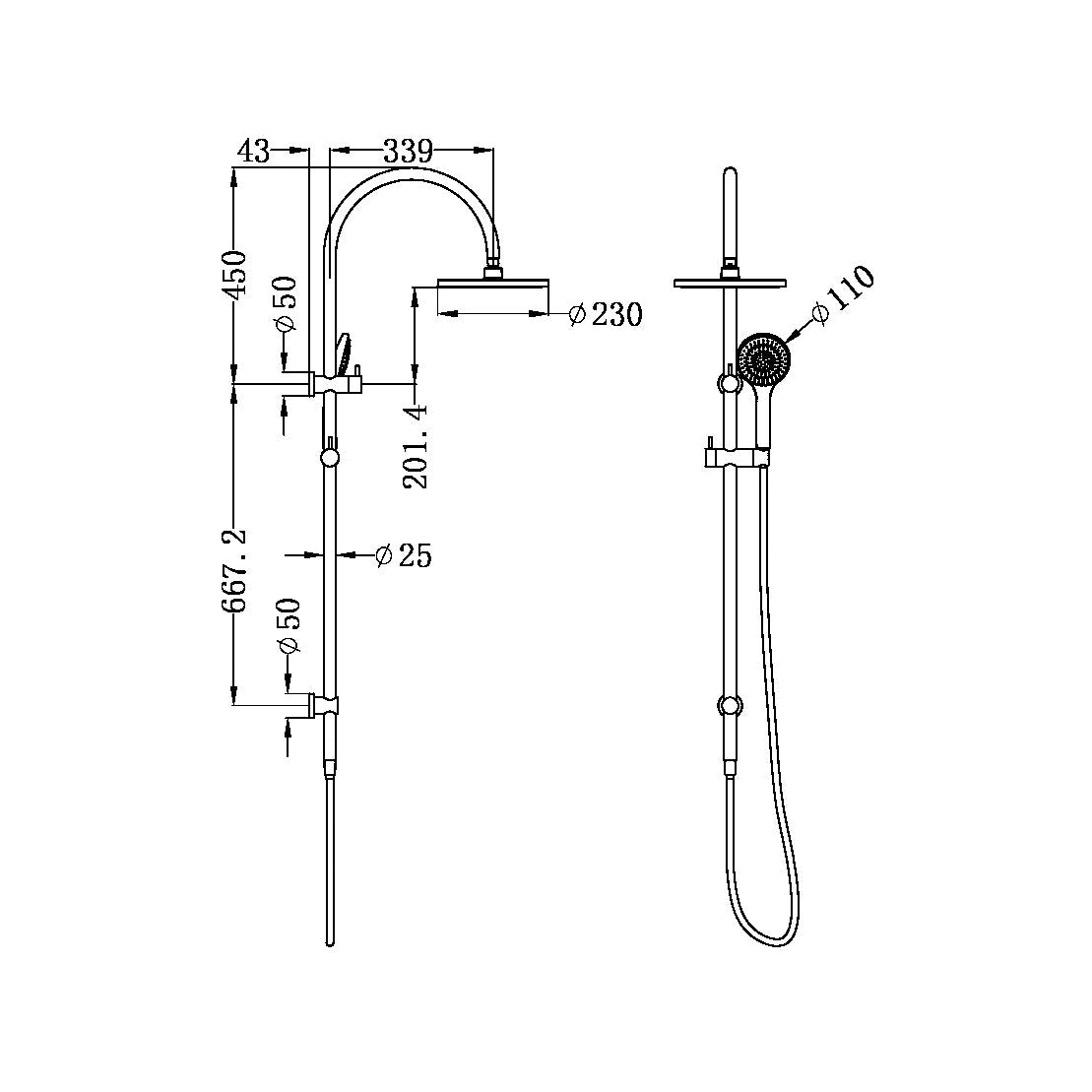 Nero Mecca 2 in 1 Twin Multi function Shower with Air Hand Piece Matte White