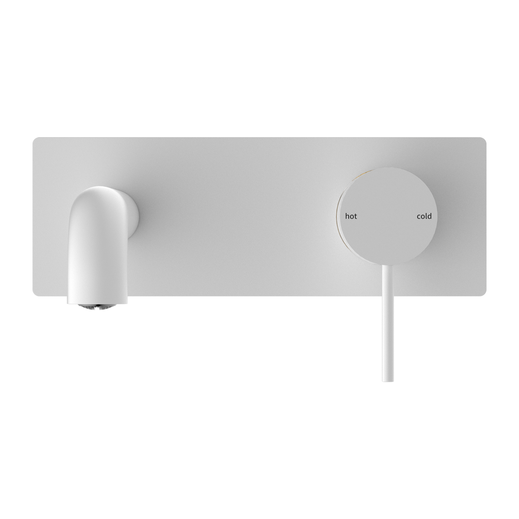 Nero Mecca Wall Basin Mixer with Back Plate 185mm Spout Handle Down Matte White