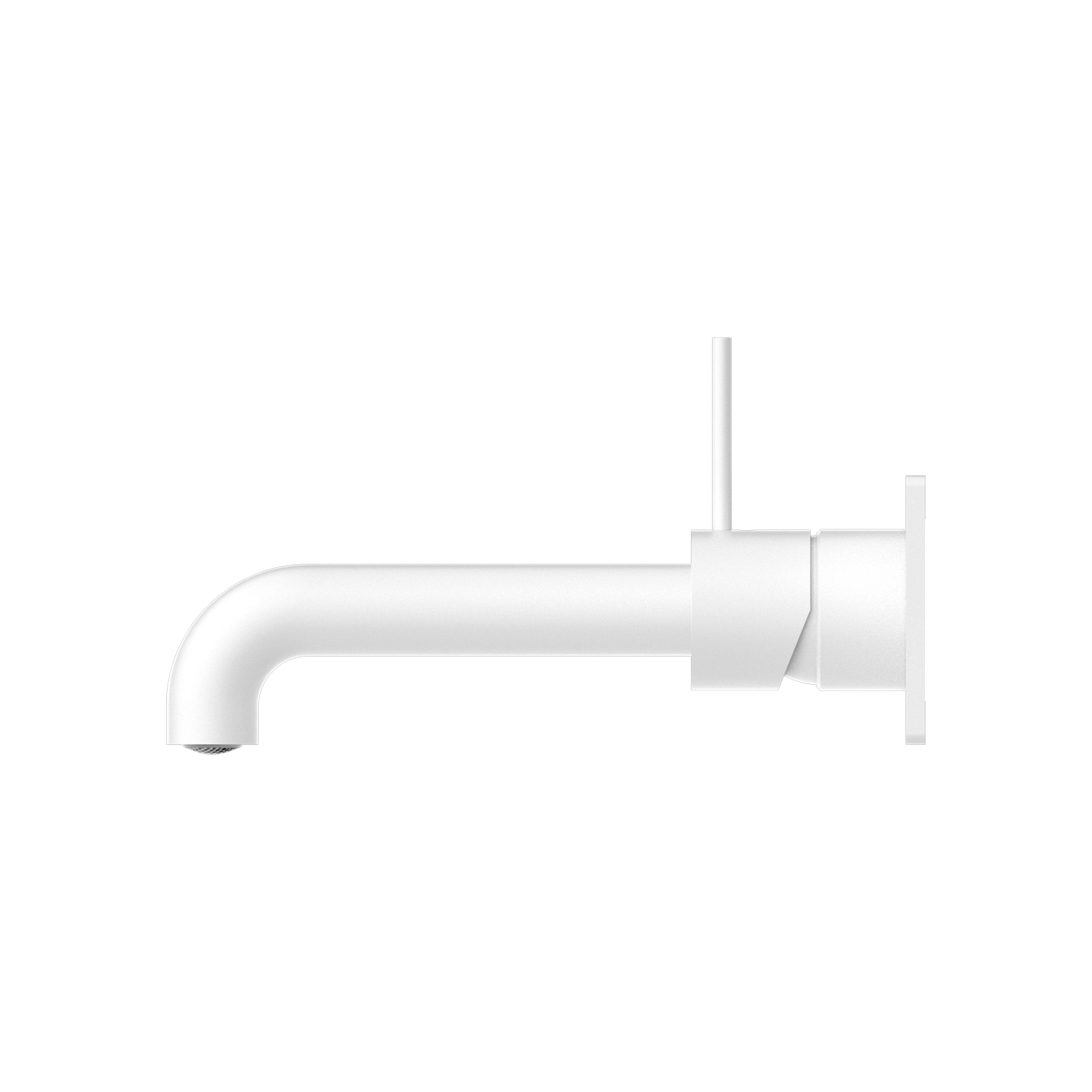 Nero Mecca Wall Basin Mixer with Back Plate 185mm Spout Handle Up Matte White
