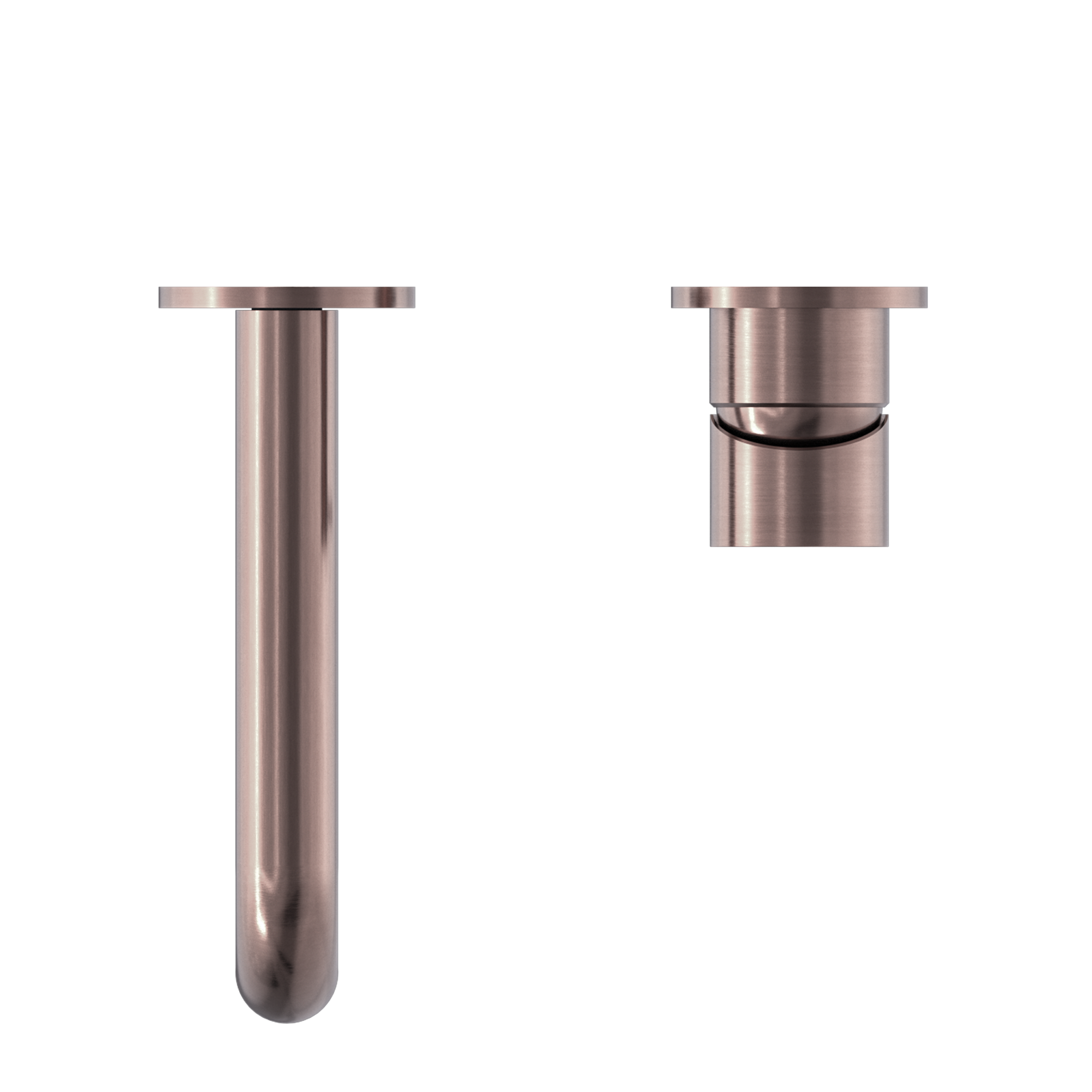 Nero Mecca Wall Basin Mixer Separate Back Plate 185mm Spout Handle Down Brushed Bronze