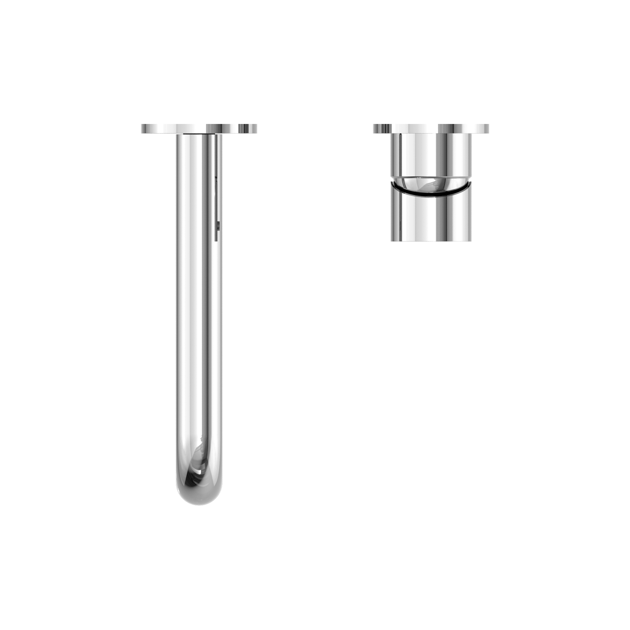 Nero Mecca Wall Basin Mixer Separate Back Plate 185mm Spout Handle Down Chrome