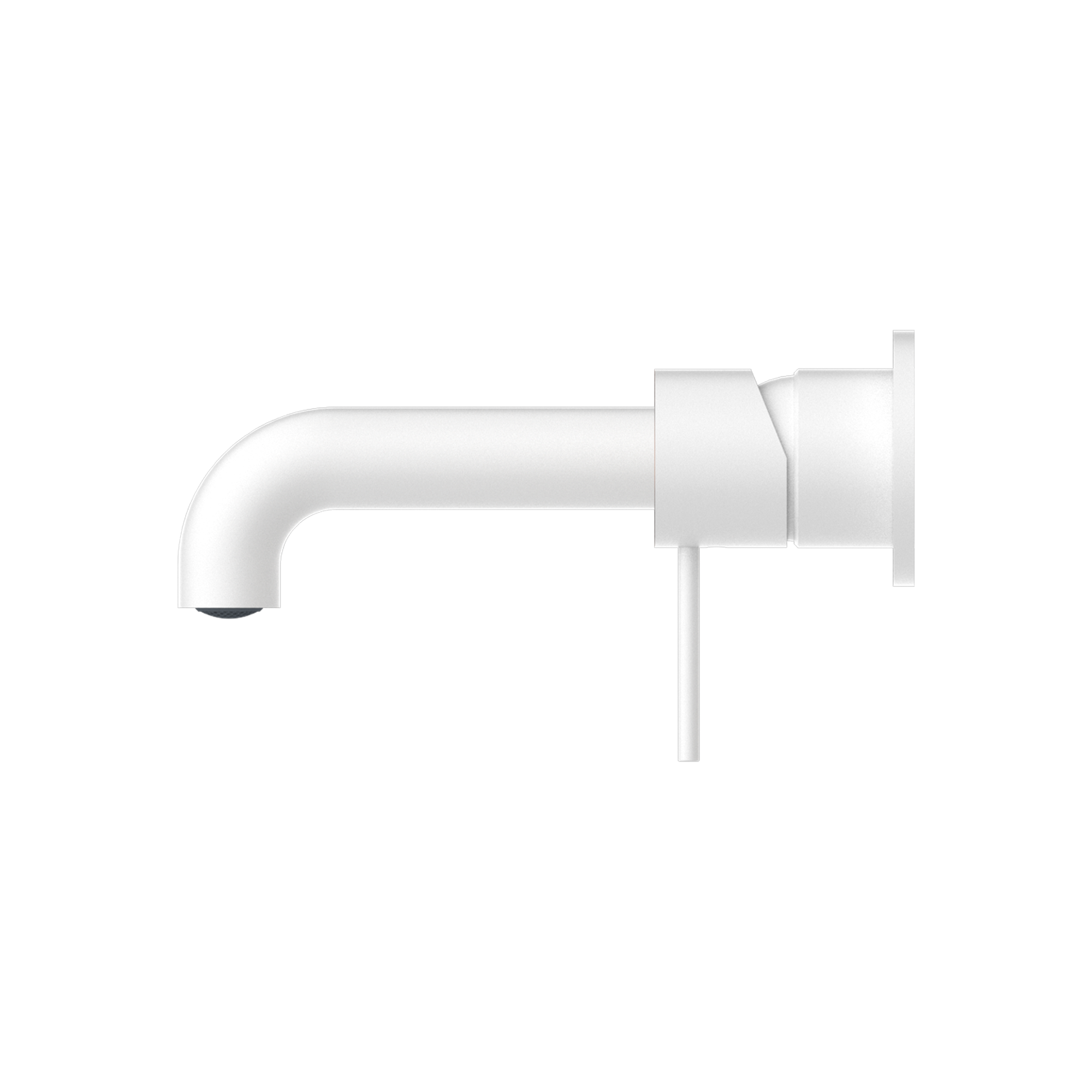 Nero Mecca Wall Basin Mixer Separate Back Plate 185mm Spout Handle Down Matte White