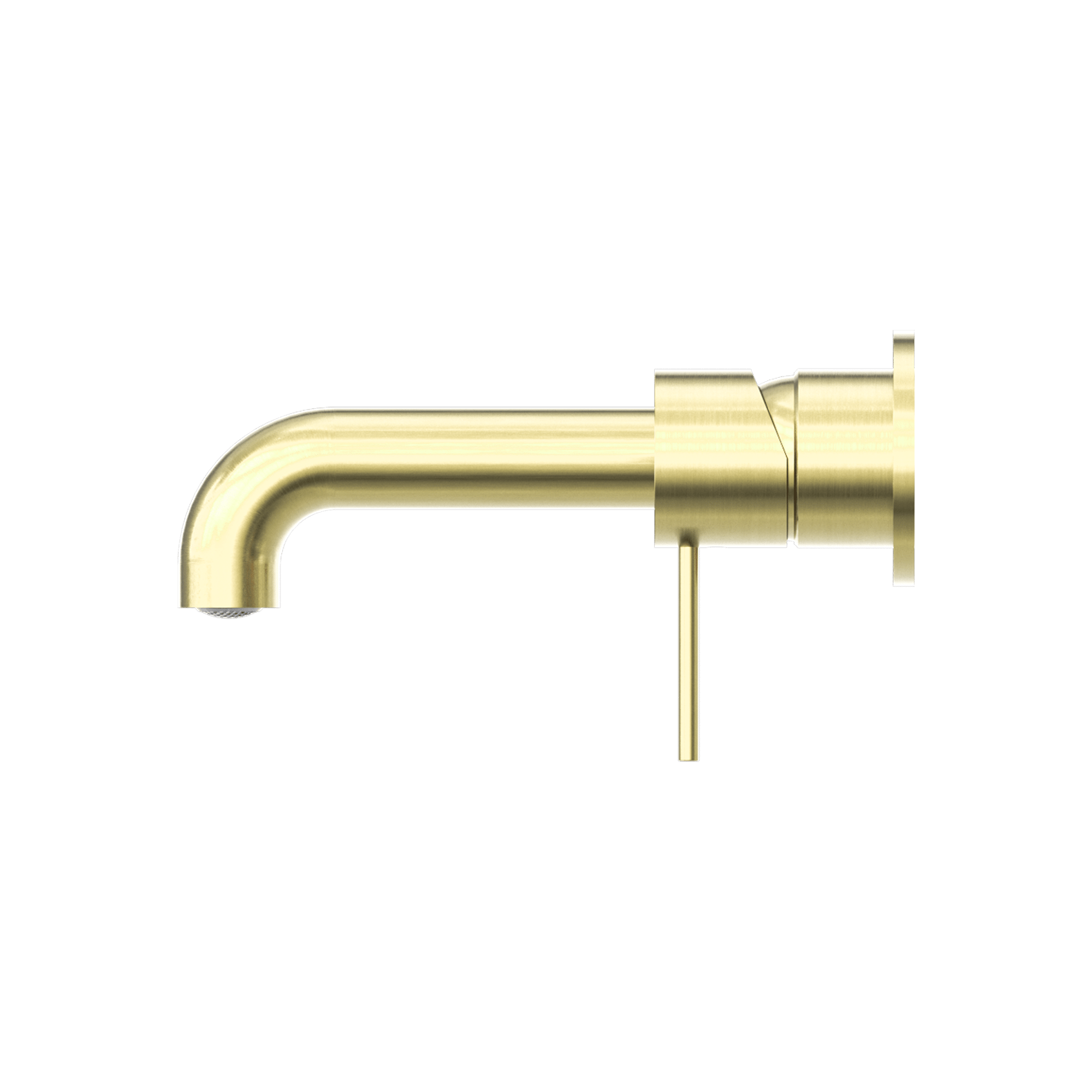 Nero Mecca Wall Basin Mixer Separate Back Plate 185mm Spout Handle Down Brushed Gold