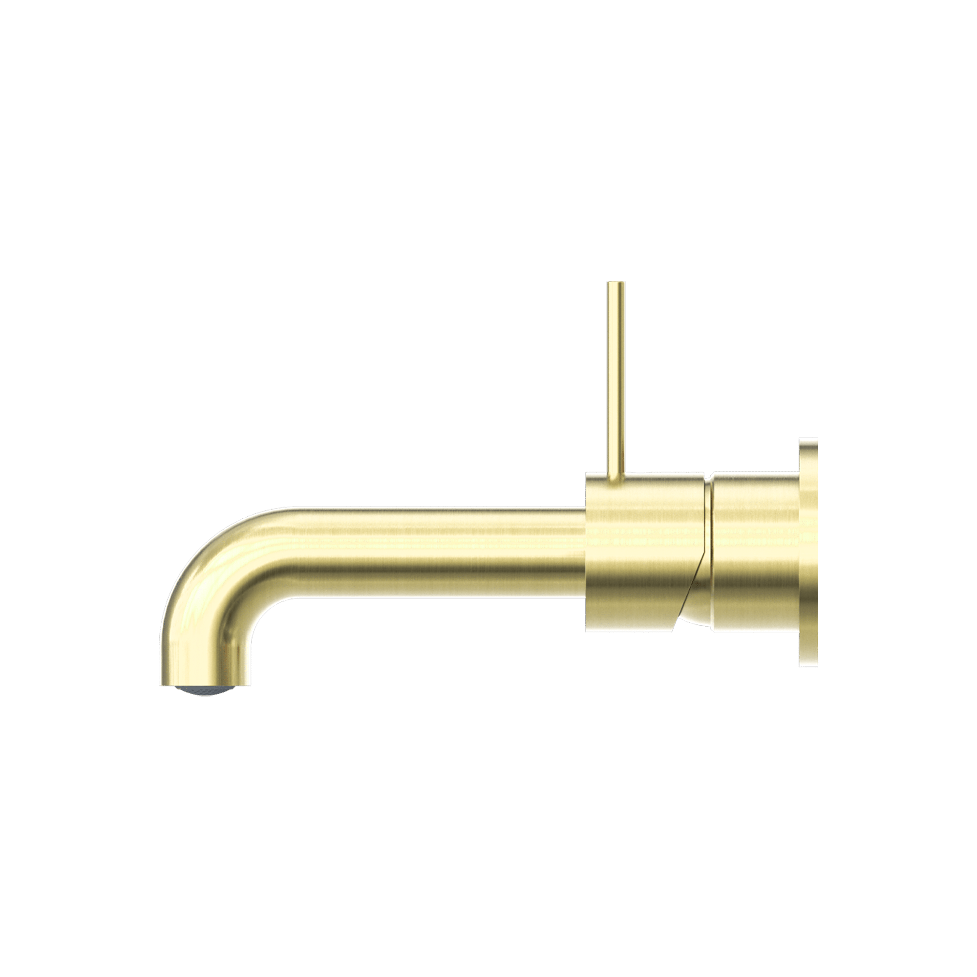 Nero Mecca Wall Basin Mixer Sep Back Plate Handle Up 185mm Spout Brushed Gold