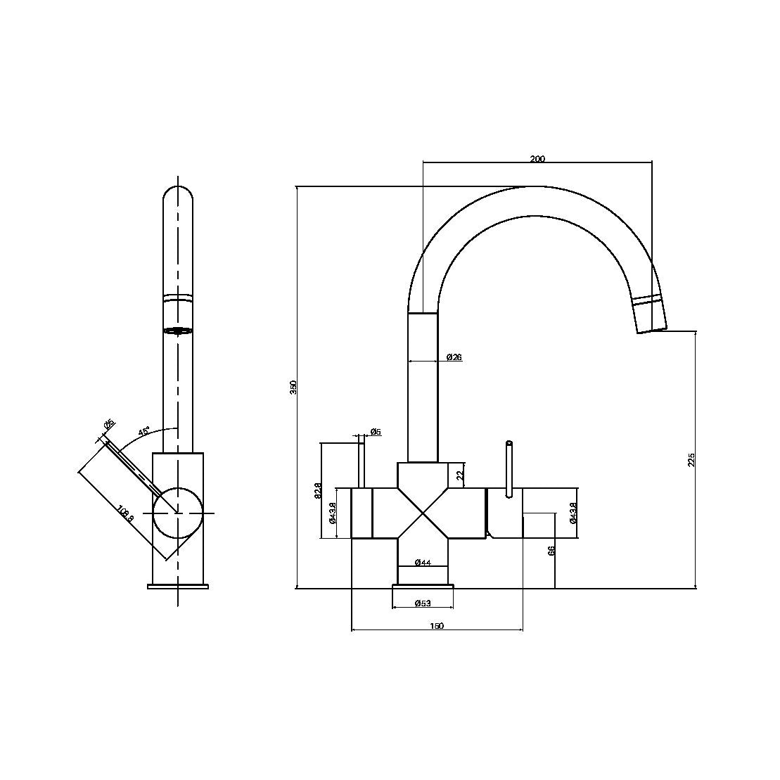 Nero Mecca 3 Way Filtered Mixer Tap Gun Metal