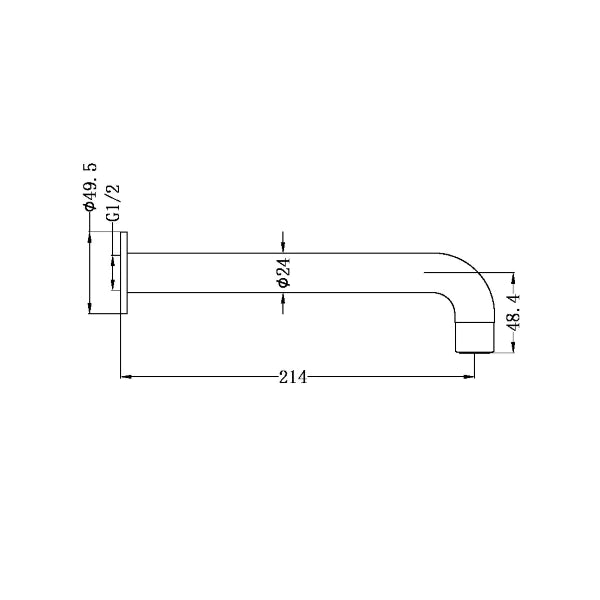 Nero Dolce Basin/Bath Spout Only 215mm Chrome