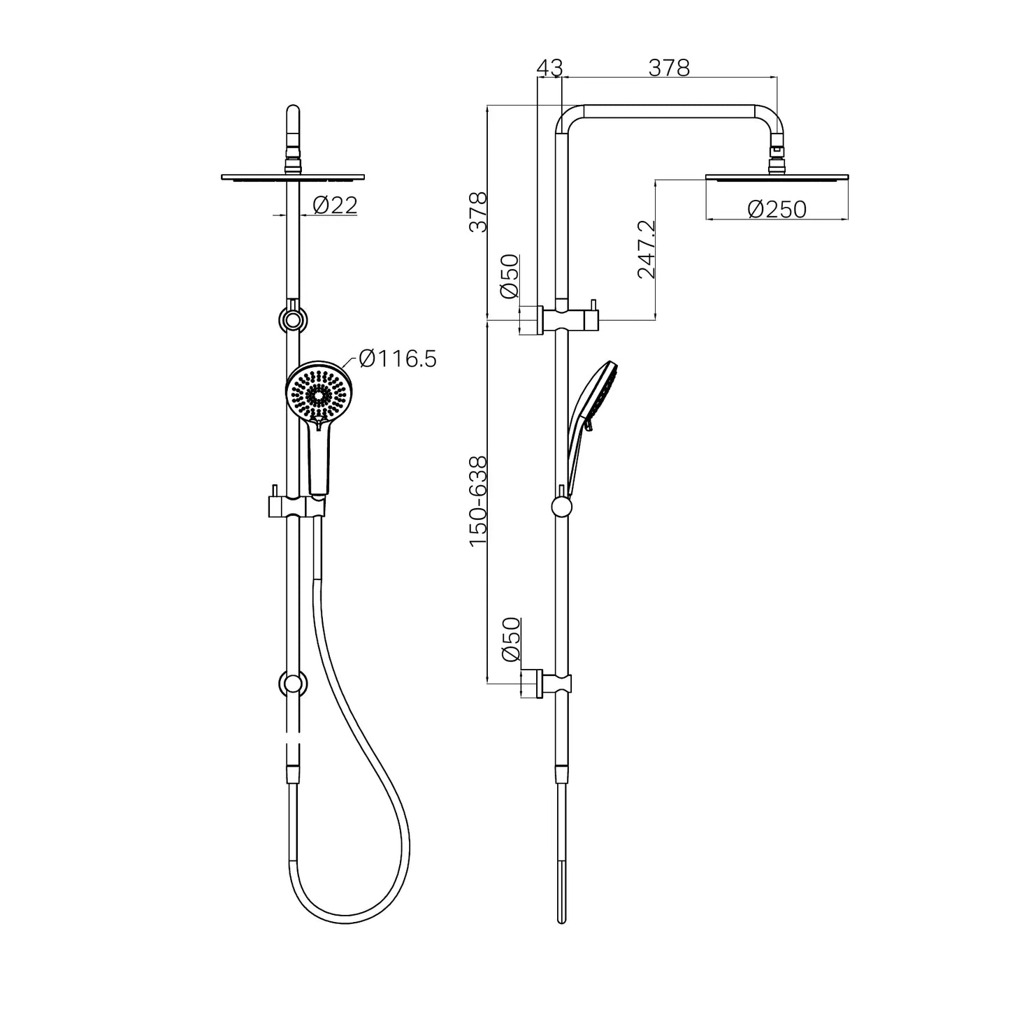 Nero Dolce Mecca Twin Shower Set 2 in 1 Matte Black