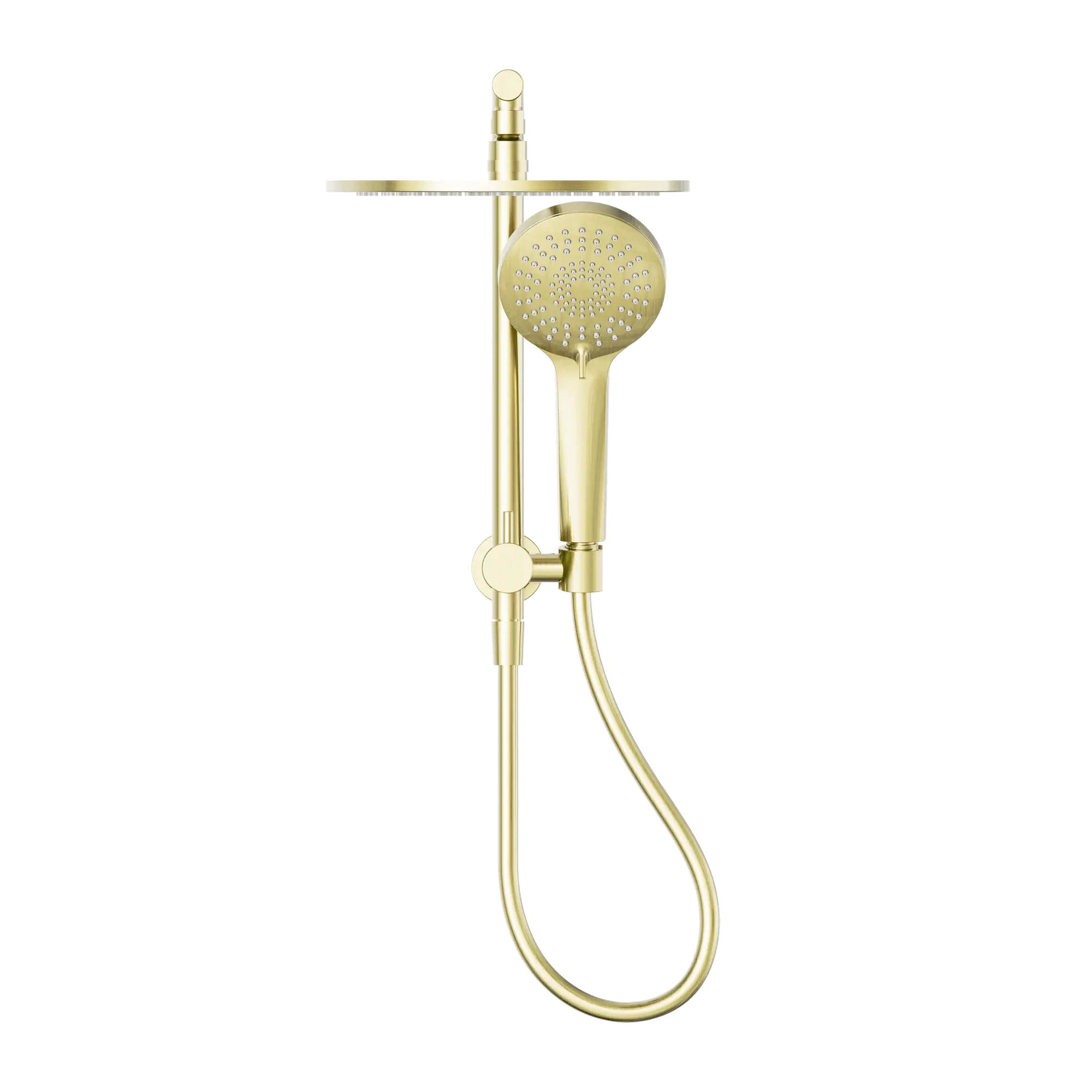 Nero Mecca 2 In 1 Twin Half Shower Rail Set with 250mm Shower Head - Brushed Gold