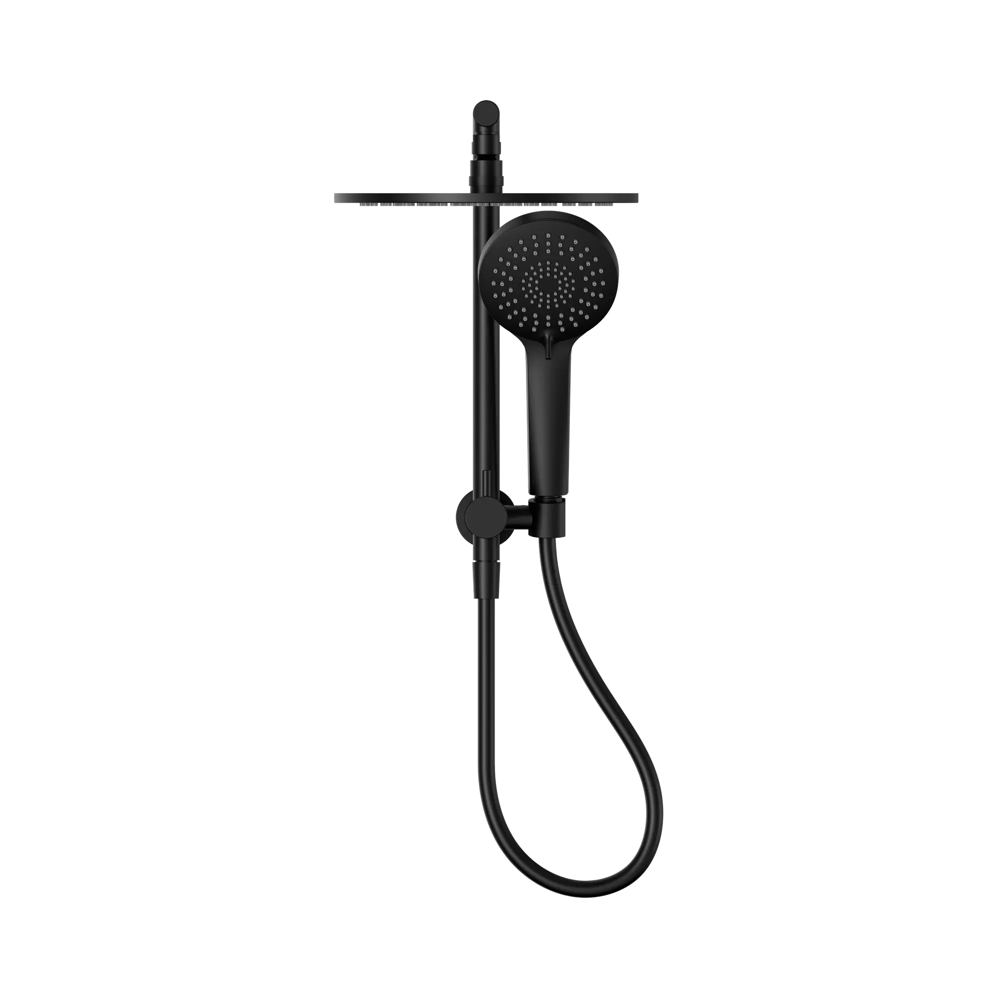 Nero Mecca 2 In 1 Half Shower Rail Set with 250mm Shower Head - Matte Black