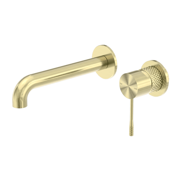 Nero Opal Wall Basin/Bath Mixer Separate Back Plate 185mm Brushed Gold