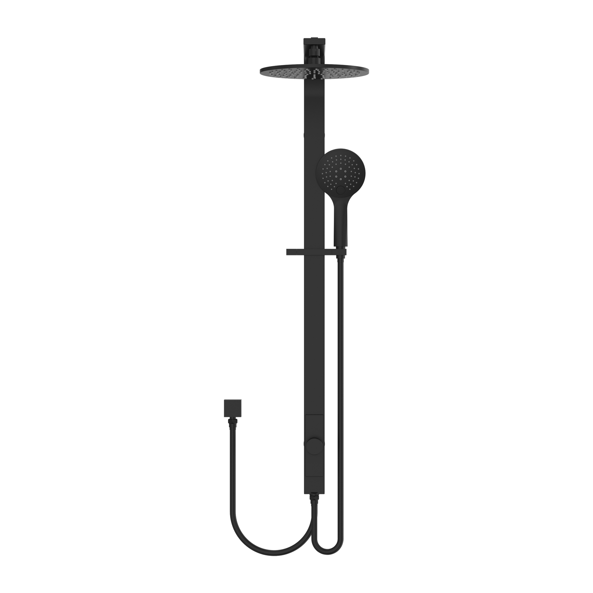 Nero Rain Round Shower Set Double Hose Matte Black