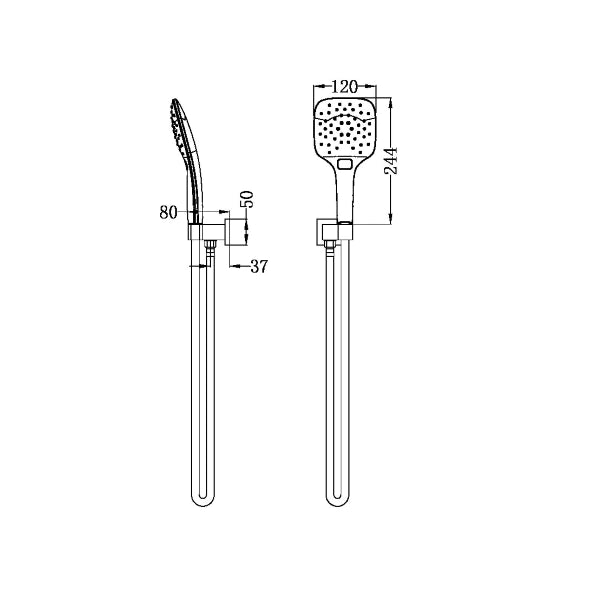 Nero Hand Shower on Bracket Square Chrome