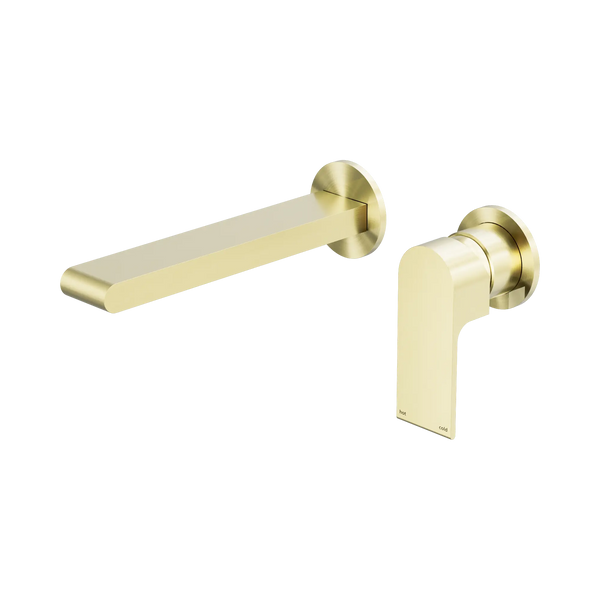Nero Bianca Wall Basin Mixer Separate Back Plate Brushed Gold