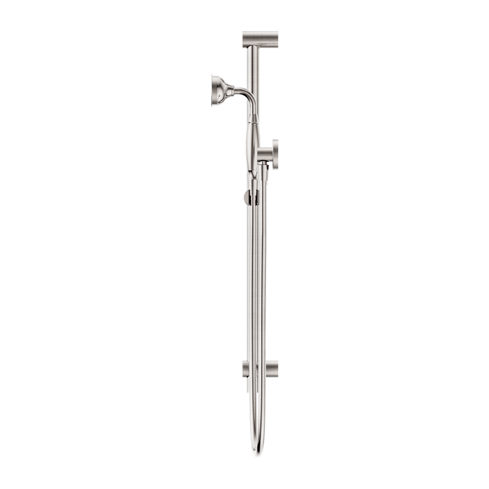 Nero York Shower Rail With Metal Hand Shower Brushed Nickel