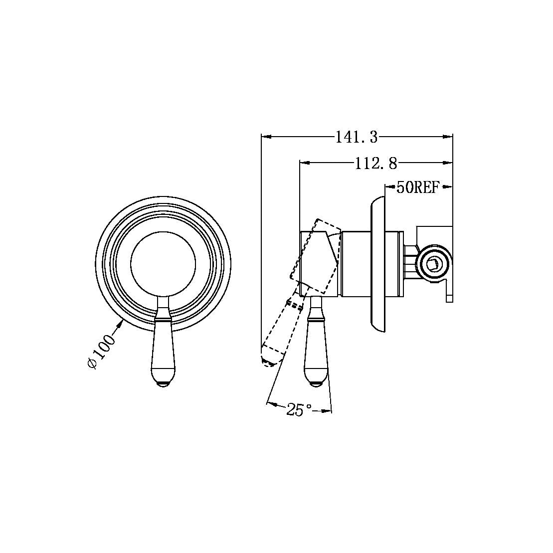 Nero York Shower Mixer With Metal Lever Brushed Nickel