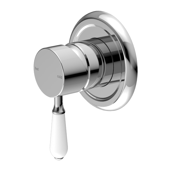 York Federation Shower Mixer With White Porcelain Lever Chrome