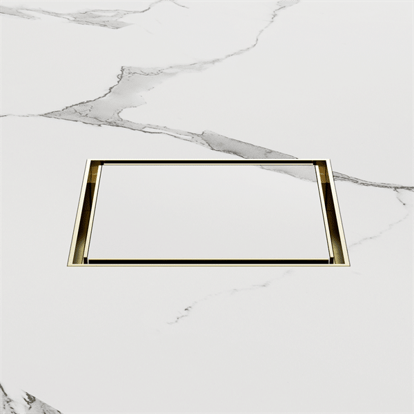 Nero 100mm Square Tile Insert Floor Waste 80mm Outlet Brushed Gold