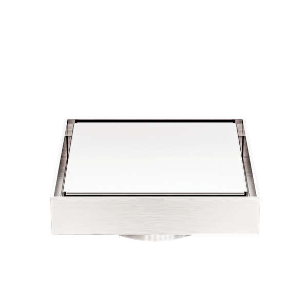 Nero 100mm Square Tile Insert Floor Waste 80mm Outlet Brushed Nickel