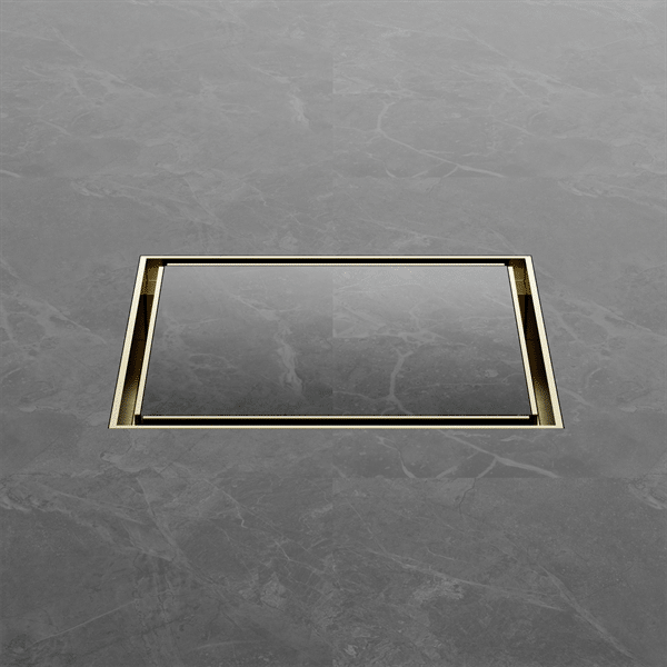 Nero 130mm Square Tile Insert Floor Waste 100mm Outlet Brushed Gold