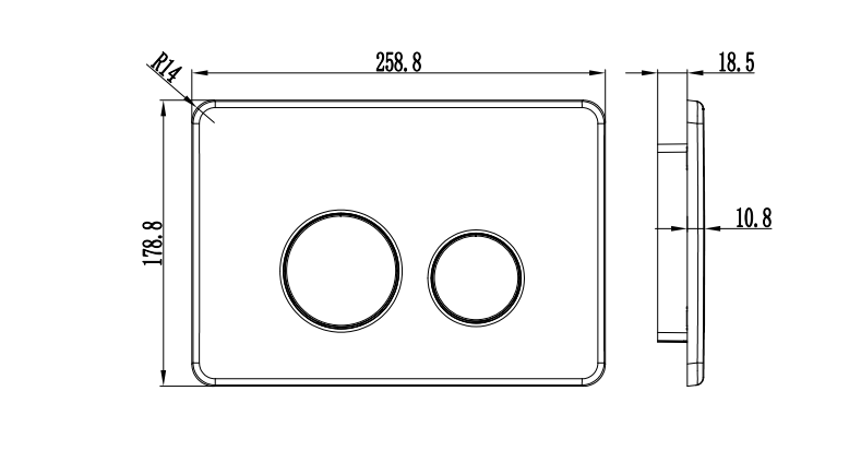 Nero In Wall Toilet Cistern Button R and T Brushed Nickel