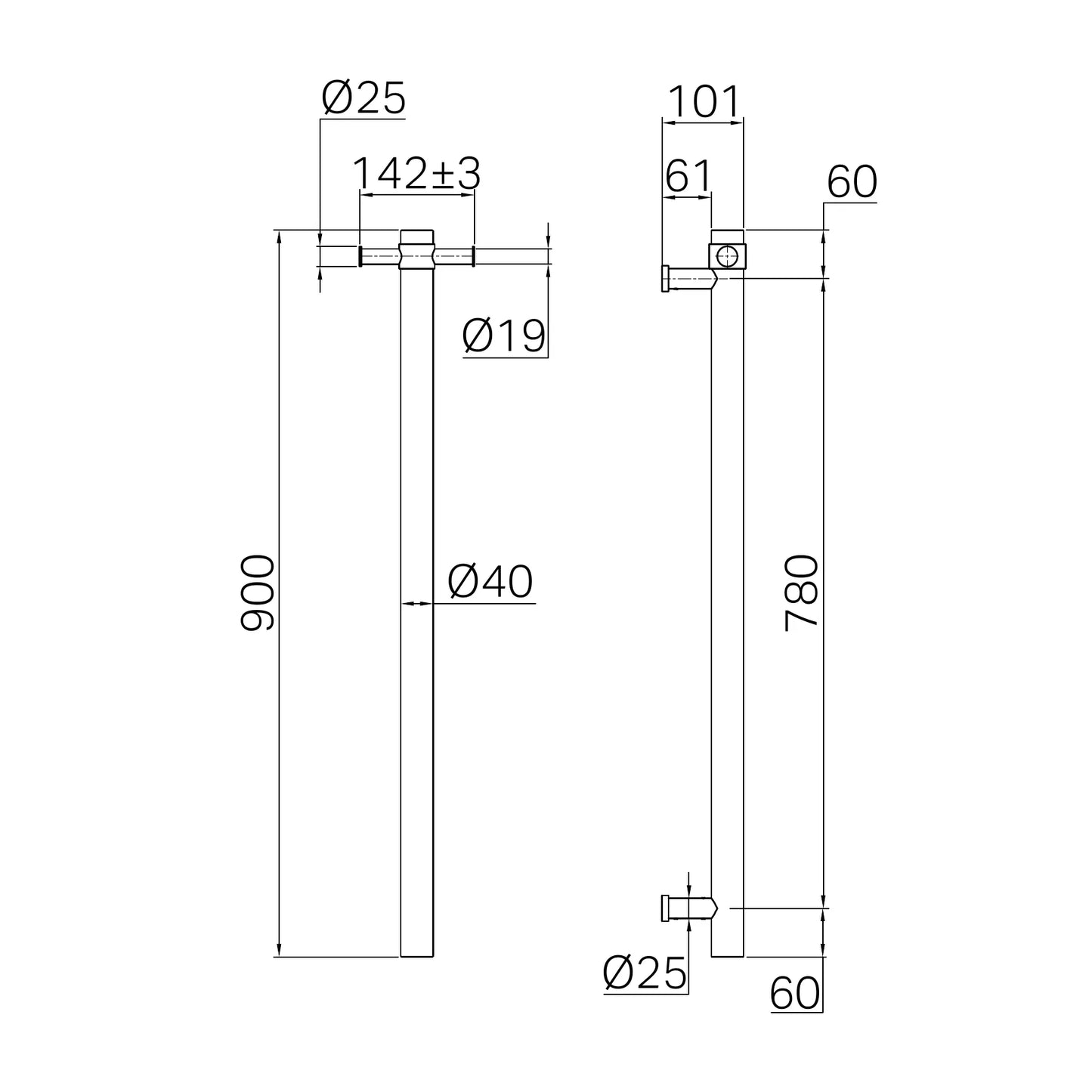Nero Mecca Single Vertical Heated Towel Rail Brushed Gold