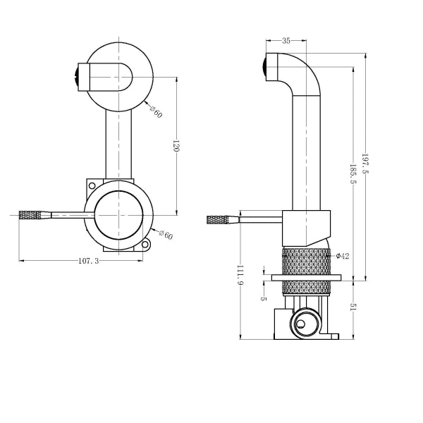 Nero Opal Wall Basin/Bath Mixer Separate Back Plate 185mm Gun Metal