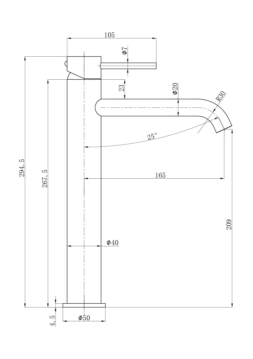 Ovia Milan Tall Gunmetal Grey Basin Mixer