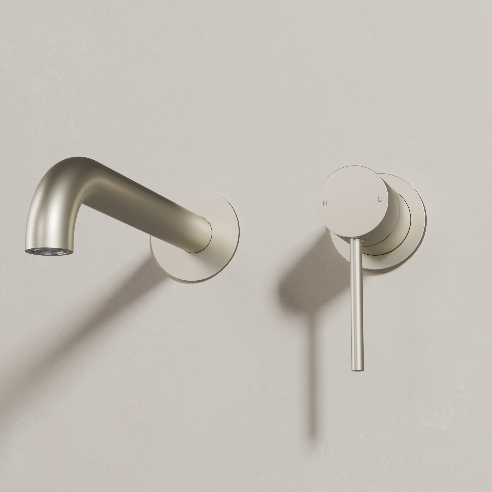 Ovia Milan Wall Bath/Basin Mixer in Brushed Nickel (shot 3/3)