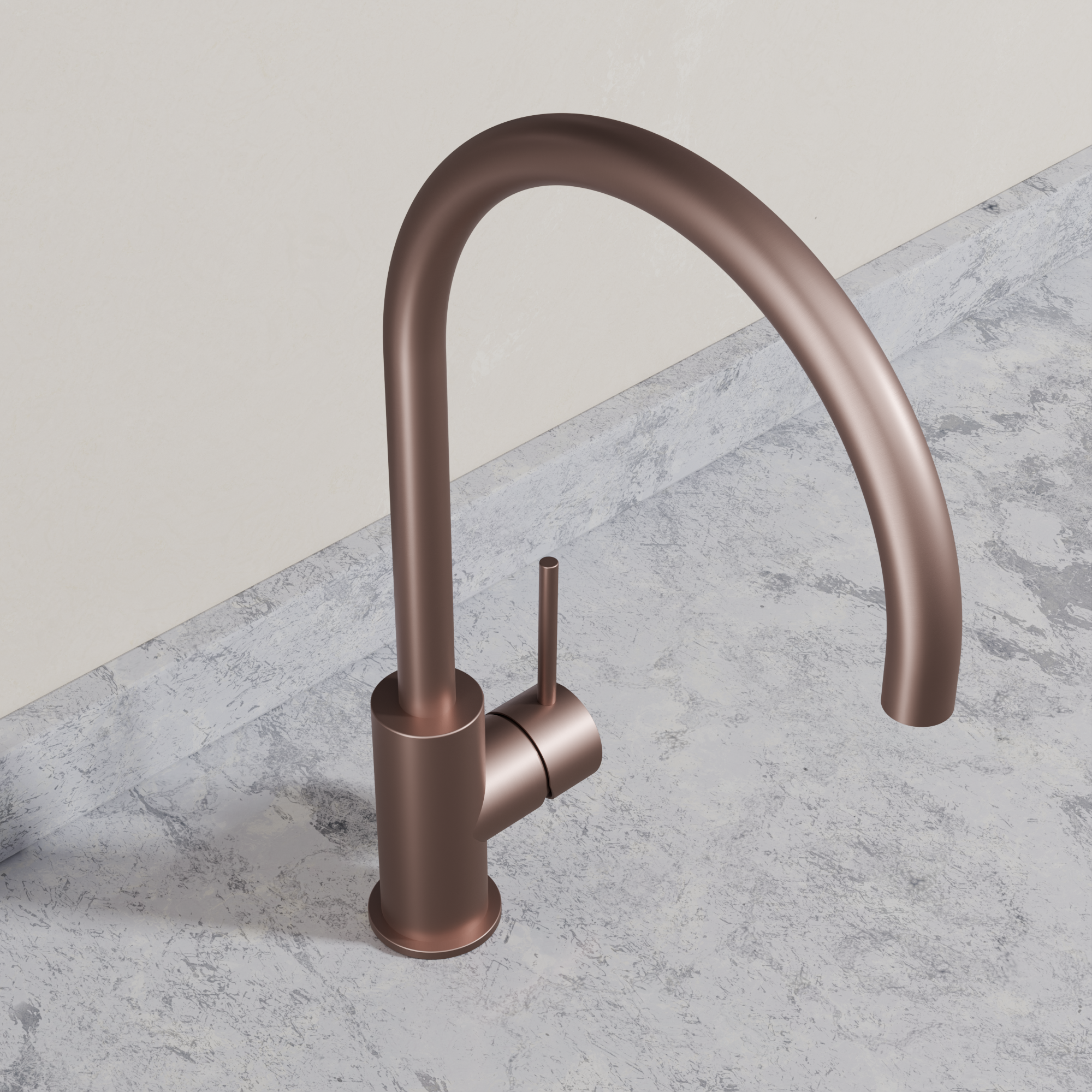 Ovia Milan Gooseneck Kitchen Mixer in Champagne (2/5)