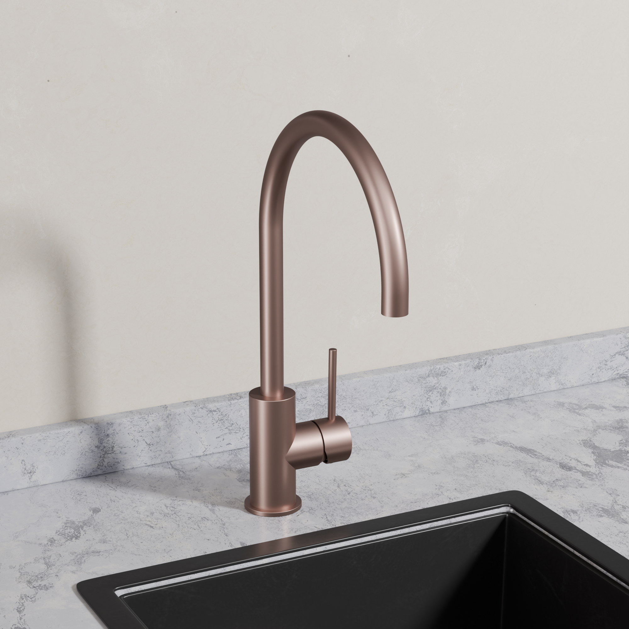 Ovia Milan Gooseneck Kitchen Mixer in Champagne (3/5)
