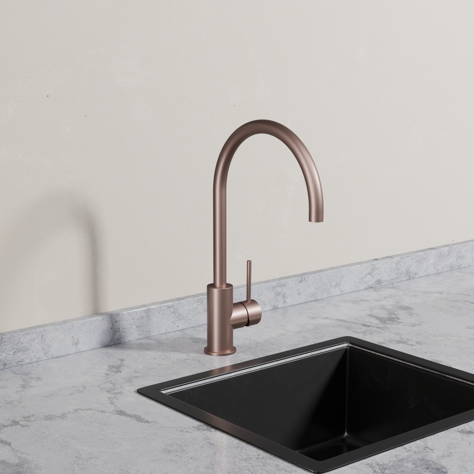 Ovia Milan Gooseneck Kitchen Mixer in Champagne (5/5)
